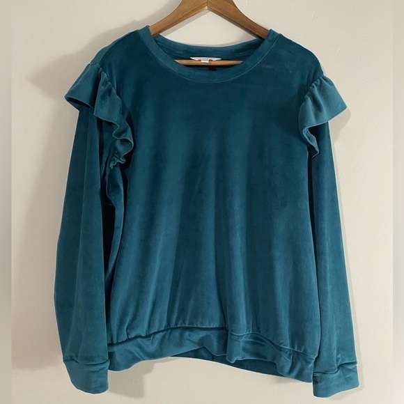 LC Lauren Conrad Sweaters - Lauren Conrad - Teal Ruffle Sleeve Sweater